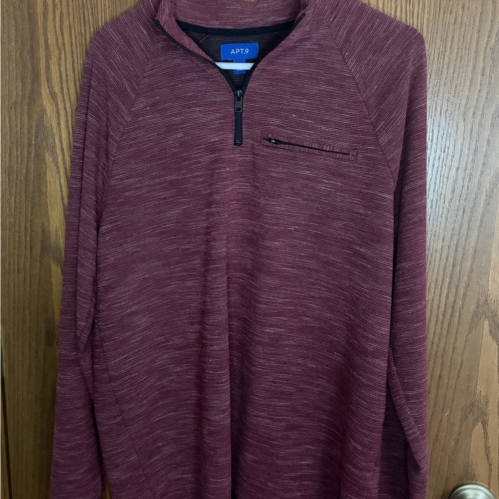 Apt. 9 Men's Maroon Zip-Up Sweater